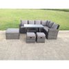 Fimous 9 Seater High Back Rattan Garden Furniture Set Corner Sofa With Oblong Dining Table Big And Small Stool