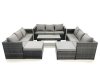 Fimous Outdoor Garden Furniture Set 6 Pieces Rattan Sofa Set with Coffee Table 2 Big Footstools Dark Grey Mixed