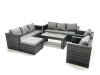 Fimous Rattan Garden Furniture Sofa Set with Coffee table Armchair Big Footstool Dark Grey Mixed