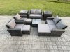 Fimous Outdoor Garden Furniture Sets 10 Pieces Wicker Rattan Furniture Manual Wicker Patio Sofa Patio Conversation Set with 3 Footstools 2 Side Tables Dark Grey Mixed