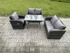 Fimous Outdoor Garden Dining Sets Rattan Furniture With Dining Table Armchairs Love Sofa Dark Grey Mixed