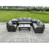 Fimous 6 Seater High Back Rattan Garden Furniture Set with Loveseat Sofa Rectangular Coffee Table 2 Side Tables Indoor Outdoor Patio Lounge Sofa Set Dark Grey Mixed