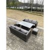 Fimous 8 Seater?Outdoor Rattan Sofa Set Garden Furniture Adjustable Rising Lifting Dining Table Footstools Dark Grey Mixed