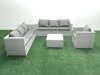 Fimous Wicker PE Rattan Sofa Garden Furniture Set with Armchair Square Coffee Table Light Grey Mixed