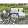 Fimous Rattan Garden Furniture Set 5 Seater Patio Outdoor Lounge Sofa Set with Side Table Square Coffee Table Big Footstool Dark Grey Mixed