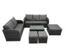 Fimous Outdoor Love Sofa 3 Seater Sofa Coffee Table Set Garden Rattan Furniture Set 8 Seater with 3 Stools Dark Grey