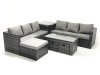 Fimous Garden Outdoor Rattan Furniture Set with Sofa Coffee table 3 Footstools Side Table Dark Grey Mixed