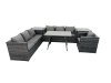 Fimous Rattan Dining Table Sofa Set with 2 Side Tables Outdoor 7 Seat Garden Furniture Set Dark Grey Mixed
