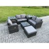Fimous 7 Piece Garden Furniture Sets 6 Seater Outdoor Patio Furniture Set Weaving Wicker Rattan Sofa Chair and Table with 2 Side Tables Big Footstool