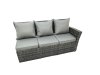 Fimous 9 Seat Rattan High Back Corner Sofa Set Patio Dining Table Set with Big Stool Dark Grey Mixed