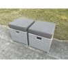 Fimous 2 Pcs PE Rattan Fully Assembled Small Footstool Outdoor Garden Furniture Patio Furniture Light Grey Mixed