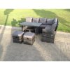 Fimous High Back Rattan Corner Sofa Set Dining Table Outdoor Furniture Dark Grey Mixed Right Option