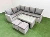 Fimous Rattan Garden Furniture Set Outdoor 8 Seater Corner Sofa Sets with Oblong Coffee Table 2 Small Footstools Light Grey Mixed