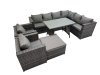 Fimous Rattan garden furniture Patio Furniture Sets with Dining Table Big Stool 2 Chair Dark Grey Mixed