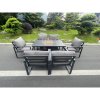 Fimous Aluminum Top 6 Seat Garden Furniture Dining Set Gas Fire Pit Table And Chairs Burner Heater Patio Outdoor Dark Grey