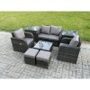 Fimous Rattan Garden Furniture Set Patio Conservatory Indoor Outdoor 8 Piece Set with Love Sofa Square Coffee Table 2 Small Footstools 2 Side Tables