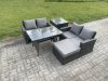 Fimous Garden Furniture Sets 5 Pieces Wicker Rattan Furniture Manual Wicker Patio Sofa Patio Conversation Set with Side Table Big Footstool Dark Grey Mixed