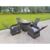 Fimous Rattan Garden Furniture Gas Fire Pit Round Dining Table And Chairs 4 Seater Plus Round Table