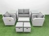 Fimous Light Grey PE Wicker Rattan Garden Furniture Set Sofa Set Reclining Adjustable Chair Rectangular Coffee Table 6 Seater 2 Small Stools 2 Side Table