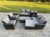Fimous Garden Furniture Sets 7 Pieces Outdoor Rattan Furniture Manual Wicker Patio Sofa Chair Set with Coffee Table Big Footstool Side Table Dark Grey Mixed