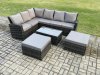 Fimous 8 Seater High Back Outdoor Garden Furniture Set Rattan Corner Sofa Set With Rectangular Coffee Table 2 Big Footstool Dark Grey Mixed