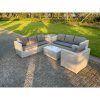 Fimous Light Grey Outdoor Rattan Garden Furniture Set Corner Sofa Set Oblong Square Coffee Table Armchair