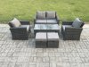 Fimous 6 Seater Outdoor Rattan Garden Furniture Set Patio Lounge Sofa Set with Coffee Table 2 Small Footstools Dark Grey Mixed