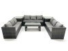 Fimous Outdoor Garden Furniture Set 9 Seater Rattan Sofa Set with Coffee Table 2 Side Tables Dark Grey Mixed