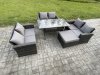 Fimous 7 Seater Rattan Wicker Garden Furniture Patio Conservatory Sofa Set Indoor Outdoor with Dining Table Double Seat Sofa Big Footstool