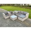 Fimous 6 Seat Light Grey Lounge Outdoor PE Rattan Garden Furniture Set Wicker Sofa Set Square Coffee Table Armchair