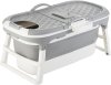 Fimous Foldable Adult Bathtub Body Spa Freestanding Soaking Tub Non-Slip Bathing Shower for Bathroom Grey
