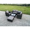 Fimous Wicker PE Rattan Garden Furniture Set Outdoor Lounge Sofa Set with Love Sofa Square Coffee Table Side Table Big Footstool Dark Grey Mixed
