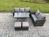 Fimous High Back PE Rattan Sofa Set Outdoor Garden Furniture Dining Table Set Love Sofa 3 Seater Sofa 2 Small Footstool