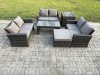 Fimous 7 Seater Rattan Wicker Garden Furniture Patio Conservatory Sofa Set with Coffee Table Double Seater Sofa Big Footstool Side Table