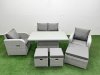 Fimous Light Grey PE Wicker Rattan Garden Furniture Set Sofa Set Reclining Chair Adjustable Lifting Dining or Coffee Table 7 Seater 3 Stools