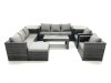 Fimous Rattan Garden Furniture Sofa Set with Coffee table Armchair 2 Side Tables Big Footstool Dark Grey Mixed