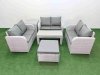 Fimous 7 Seater PE Wicker Rattan Furniture Sofa Sets with Oblong Coffee Table 2 Seater Love Sofa Big Footstool Side Table Light Grey