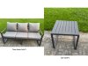Fimous 4 Pieces Garden Furniture Set Aluminium Adjustable Rising Lifting Dining Table and Sofa Set with Side Table Dark Grey