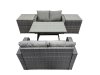 Fimous 4 Seater Garden Outdoor Rattan Furniture Set Rattan Sofa Oblong Dining Table with 2 Side Table Dark Grey