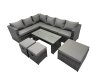 Fimous 6 Pieces Outdoor PE Rattan Garden Furniture Corner Sofa Set with Cushions 3 Footstools Dark Grey Mixed
