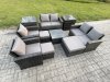 Fimous Outdoor Garden Furniture Sets 10 Pieces Wicker Rattan Furniture Manual Wicker Patio Sofa Patio Conversation Set with 3 Footstools 2 Side Tables Dark Grey Mixed