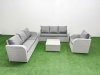 Fimous 7 Seater Poly Rattan Outdoor Garden Furniture Square Coffee Table Sofa Set Patio 3 Seater Sofa Reclining Chair 3 Seater Sofa Light Grey