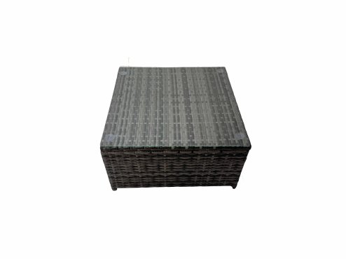 Fimous Outdoor PE Rattan Garden Furniture Sofa Set with Square Coffee Table 3 Stools Dark Grey
