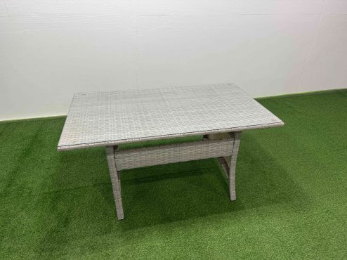 Fimous 9 Seater Rattan Garden Furniture Set Outdoor Patio Dining Corner Sofa Sets with Dining Table 3 Footstools Light Grey Mixed