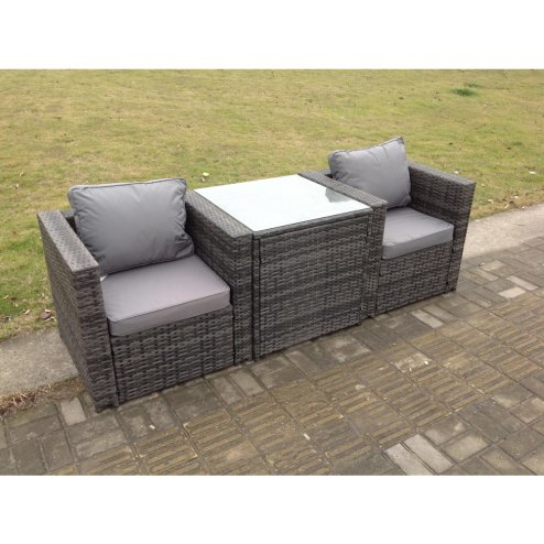 Fimous Rattan Sofa Single Arm Chair Garden Patio Furniture Set With Coffee Table 2 Seater