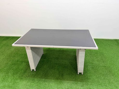 Fimous Wicker PE Rattan Garden Furniture Set Patio Outdoor 4 Chairs Plus Rectangular Dining Table Set Light Grey Mixed