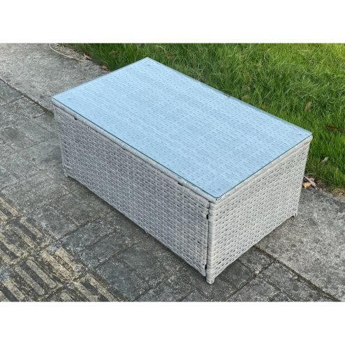 Light Grey Mixed Rattan Rectangular Oblong Coffee Tea Table Outdoor Garden Furniture Accessory