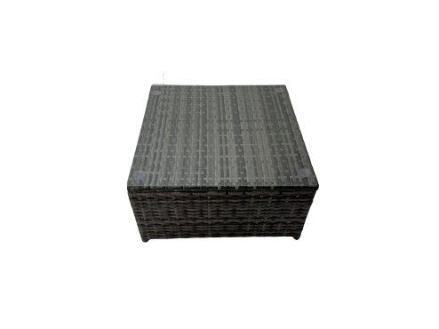 Fimous 9 Seater Garden Outdoor Rattan Furniture Set Patio Corner Sofa Coffee Table with Side Table 2 Big Stool Dark Grey