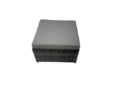 Fimous Rattan garden furniture Patio Furniture Sets with Dining Table Chair 2 Big Stools Dark Grey Mixed