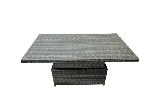 Fimous 11 Seat Poly Rattan Outdoor Patio Height Adjustable Rising Lifting Table Corner Sofa Set with 3 Stool 2 Chairs for Garden Backyard Dark Grey Mixed